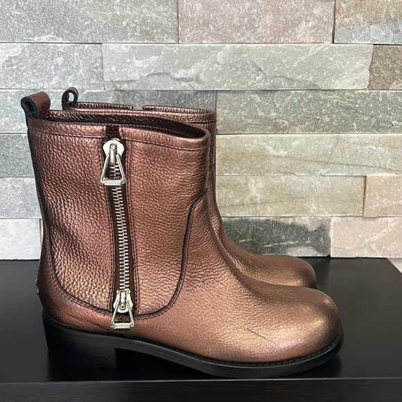 JIMMY CHOO Dondo Rosewood Grainy Calf Leather Biker Boots - Picture 7 of 12